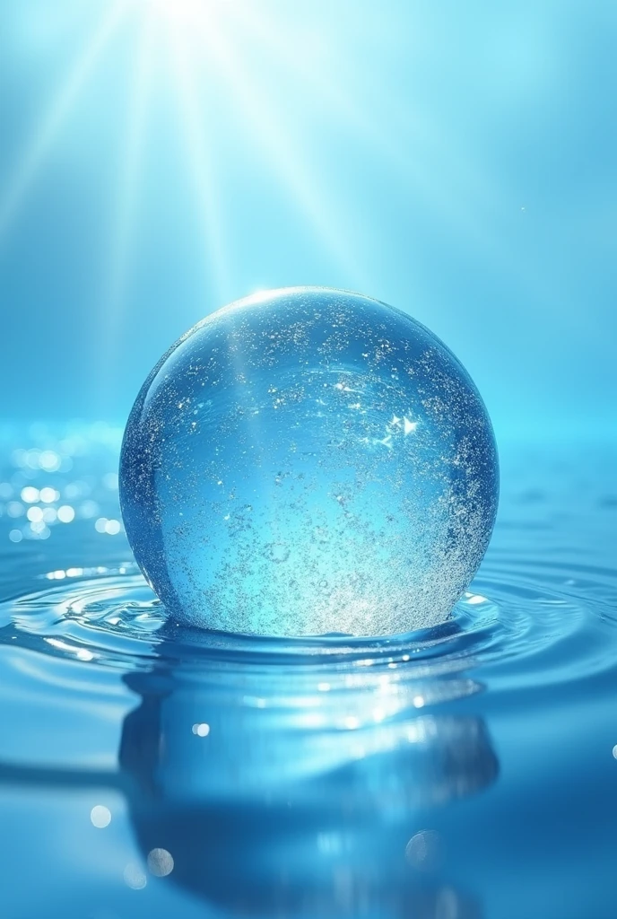 (Logo tối giản) (crystal clear water) (2D style) Logo, transparent sea background light blue water background. The background under the ball has ripples like the sea being reflected in the sunlight., glitter . Logo. strong. Strong style, dynamic, energy, matter, cool. strong, bold, full.