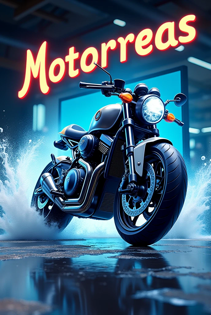 Sign for a motorcycle car wash business called motorreas