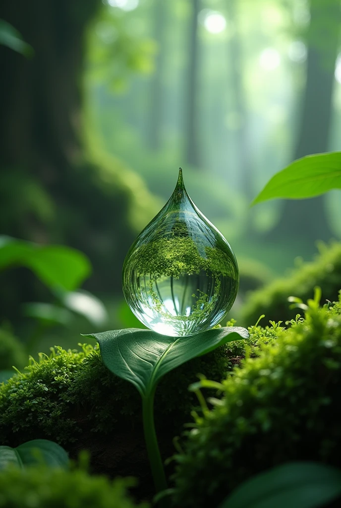Imagine a water droplet in a forest