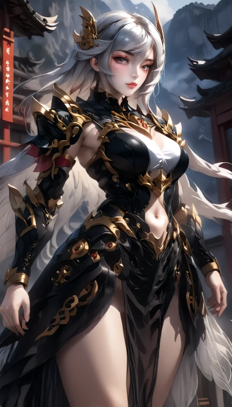 high quality,HD,16K,Sharp Line,1 Girl,fantasy, （Fire Spirits）,Pretty Face, Large Breasts, Beautiful legs,In the mountains,Focus Girl,detailed Pretty Face,Detailed clothes,beautiful eyes,Cool,Sexy,Dynamic Angle,穿着华服的神明Strike a pose拍照, Ancient mysterious sexy goddess, Traditional beauty woman, Beautiful female warrior god of war , Beautiful sexy goddess, Gorgeous role-playing, high, Beautiful young girl, Beautiful woman, 华丽Beautiful woman, Complex clothing,Chinese Mystical Aesthetics, Beautiful Asian ancient mysterious girl, Extremely detailed shot of the goddess, Jaw-dropping sexy beauty, Big breasts deep neckline sexy belly button（butt), (bedroom), (Sexy Girls), masterpiece, best quality, Bangs, blush, Chest, clavicle, Eyebrows visible through hair, (Gradient red and gold hair), Jewelry, Long hair,Bright Eyes, ring, (solitary), illustration, fashionable, miss, Strike a pose, background, element, confident, Express, Accessories, majestic, striking, key point, Dynamic poses, ((plump)), (black))Woman in transparent dress,Viewer,(((Full breasts, Keeley University))),Slim waist,(Navel exposed,Bare waist), Long hair, extreme detailed details, 详细的fantasy艺术, Stunning character art, Beautiful and exquisite character art, Beautiful transparent dress, Very detailed, Large Breasts，Chest，Golden ratio figure，Beautiful figure，Ultra wide-angle shooting，Full body shot拍摄，Body close-up，Full body shot，Wearing a pleated tulle skirt，柔和动漫illustration, 柔和的深色background，Fujifilm XT3 Clear focus, f 5.6, High Detail, Clear focus,(Wearing openwork clothing),, (Natural light), (Tempting)translucent, Good velvet quality, Compared, Divine Light,, Silver hair, 天空background, Absolute Strength,Female Shinmei，穿着性感丝绸的Female Shinmei,，Large Breasts，Chest，Golden ratio figure，Beautiful figure，Ultra wide-angle shooting，Full body shot，Body close-up，Full body shot， Wearing a tulle dress, Model shooting style, Large Breasts，饱满Chest，Golden ratio figure，Beautiful figure，(Extremely detailed CG 8k wallpaper unit), The most beautiful artistic photos in the world, , 8K 超HD, ) on the beach，Sexy lazy posture，Sexy seductive expression，best quality,masterpiece,Ultra-high resolution,(Practical:1.4),original photo,Ultra-high resolution