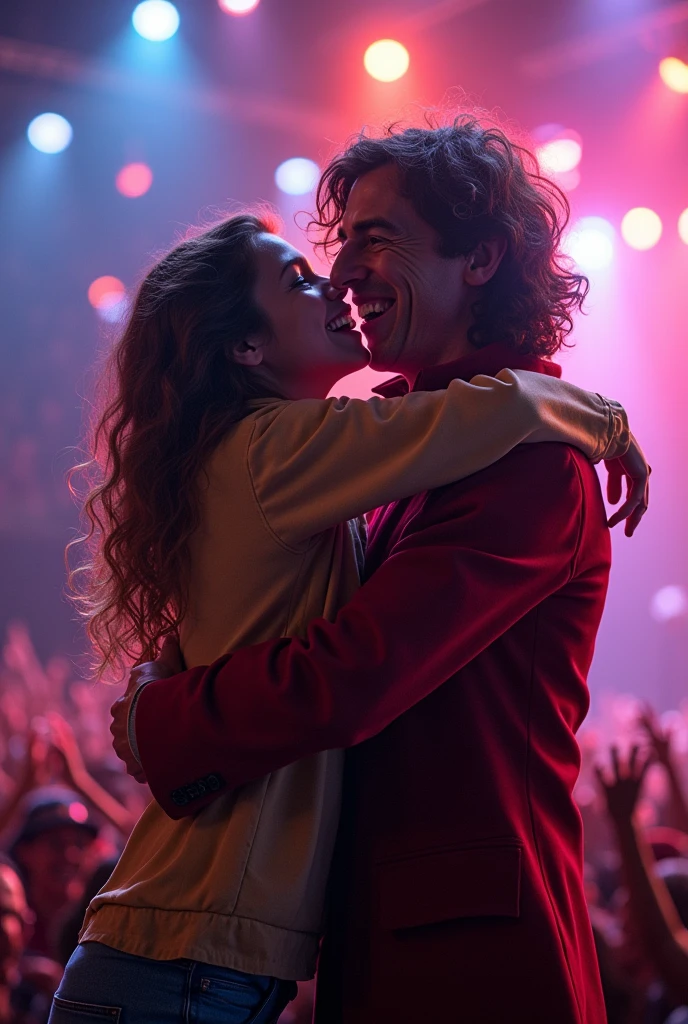 Player Marta hugging Mick Jagger
