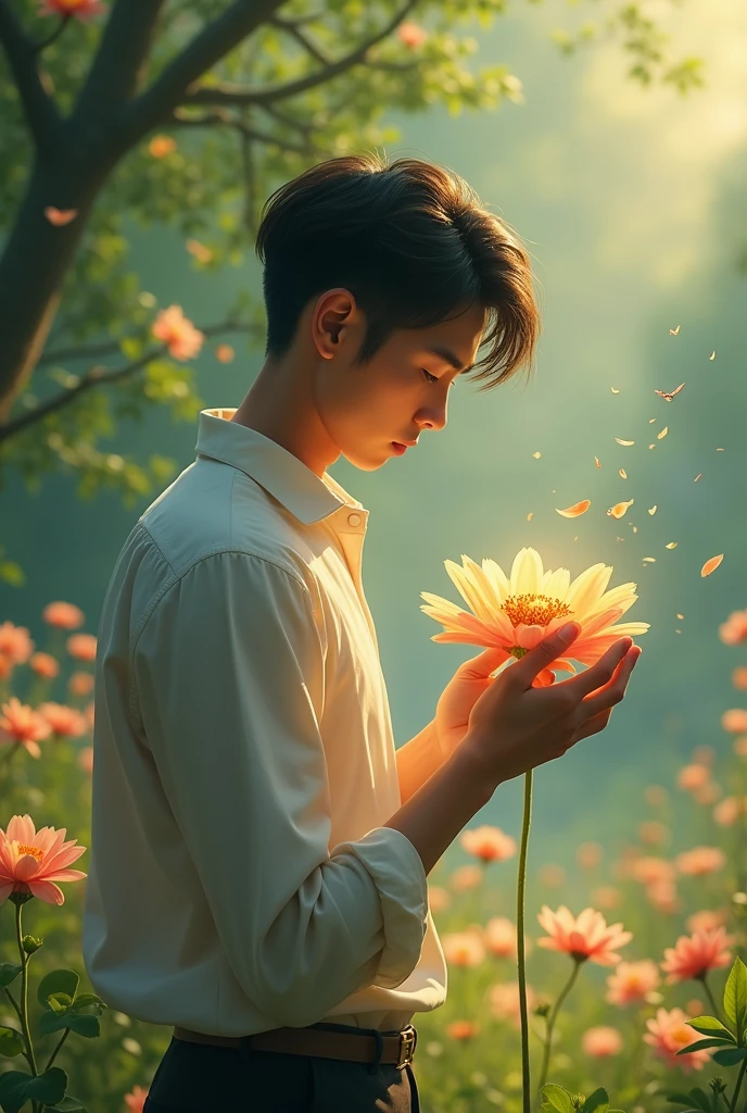 Man take flower