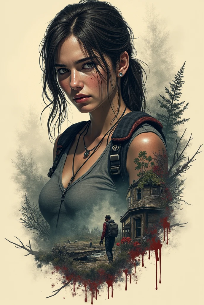 I am a big fan of the last of us and resident evil 7 and 8 can you generate a tattoo idea for me that brings the two together a little not too big
