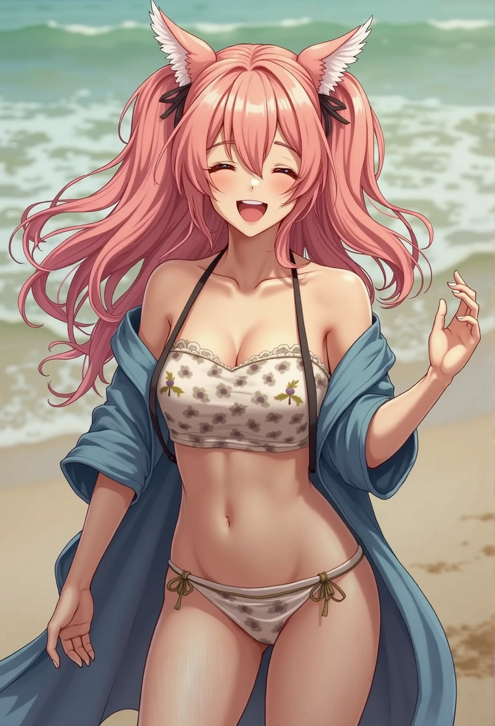 Beach,Realistic Japan Woman,Real,Realistic,cute,Laughing,Highest quality