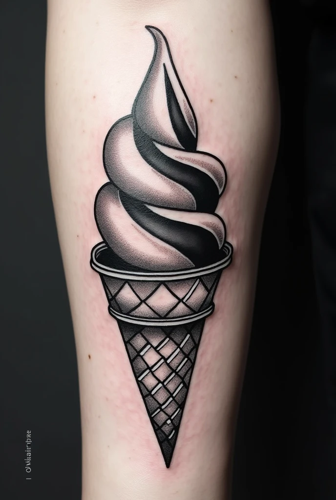 Abstract black and white ice cream tattoo