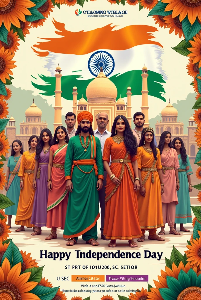 Global Village poster with indian culture and indian independence day celebration saying that independence day just got cooler with Global village brought to you by AIESEC in jaipur 

Add Rajasthani culture and independence day theme