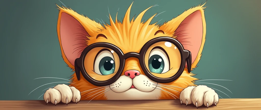KITTY WITH A MAGNIFYING GLASS ON HIS PAW CARTOON