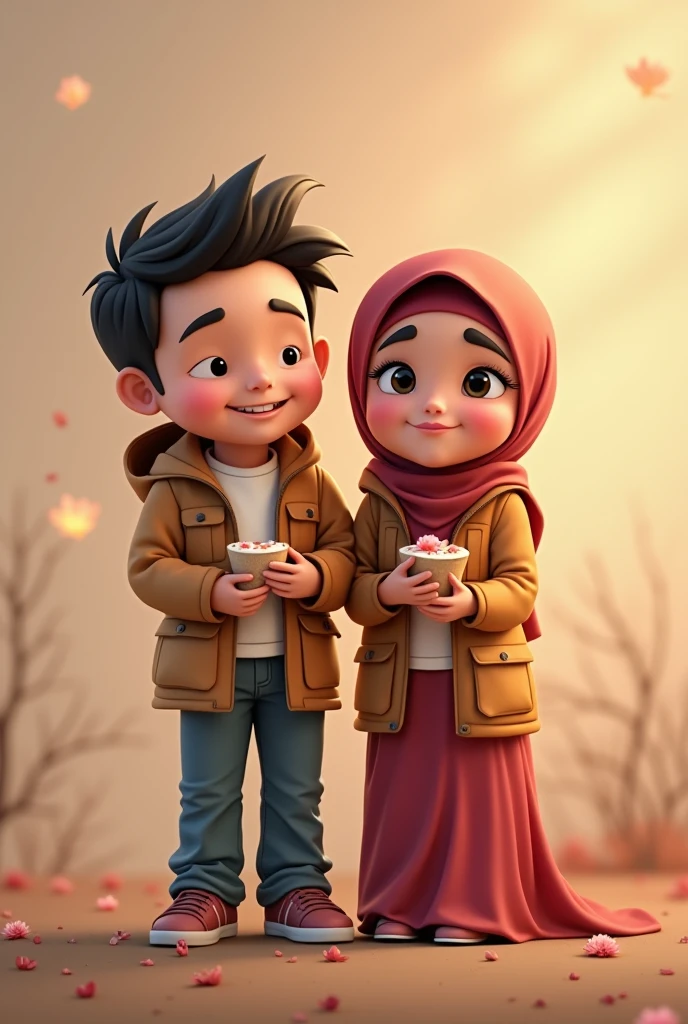 Create a couple animated photo with name Noor Fatima and saiman 