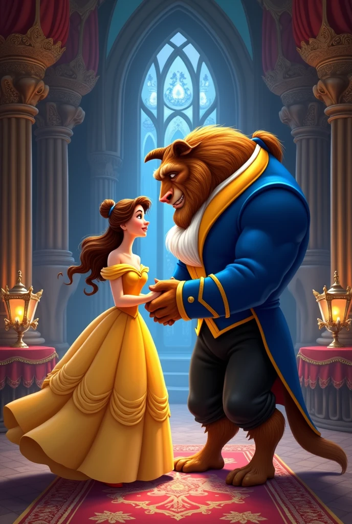 A 2d animated picture of Beauty and the beast
