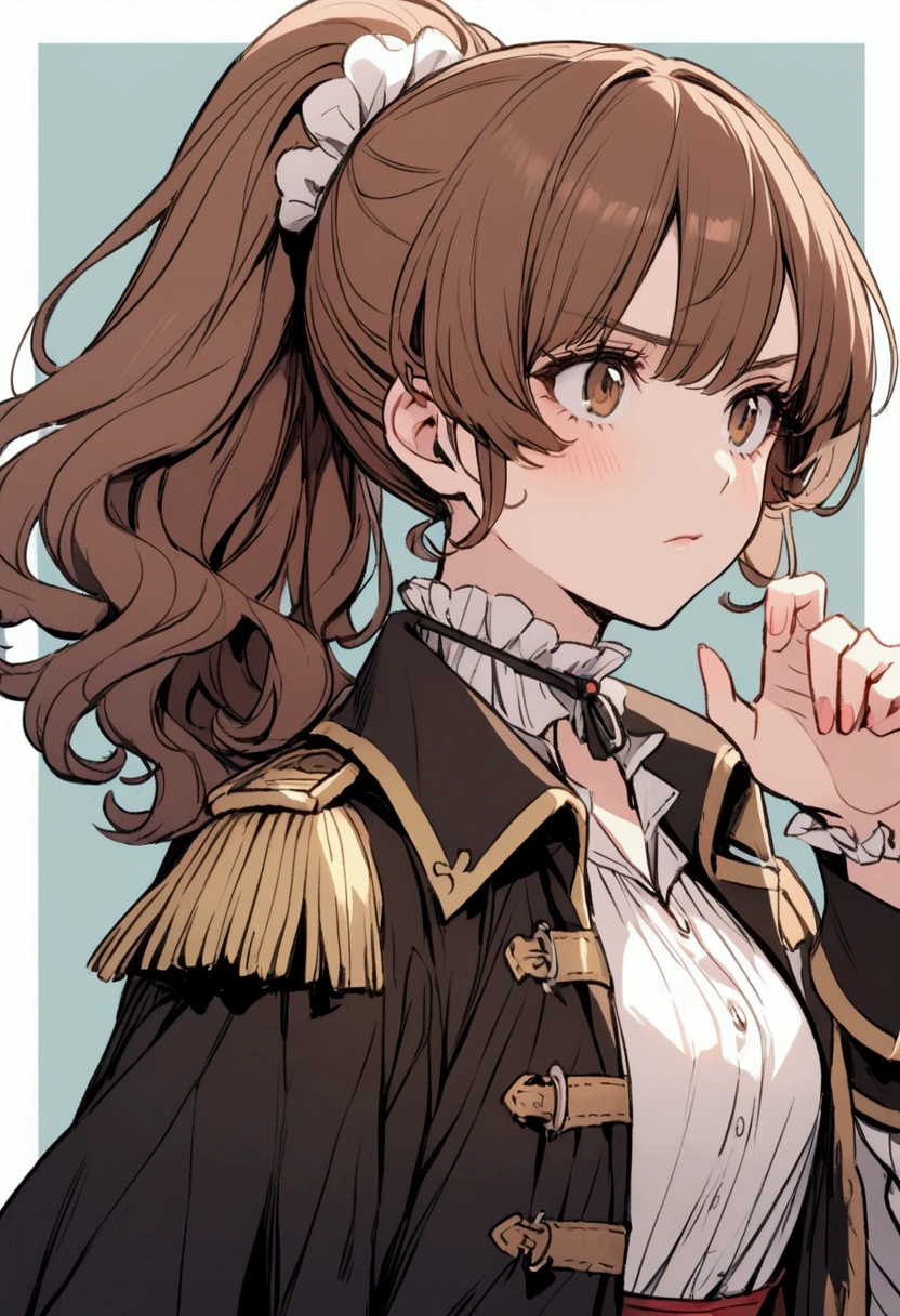 curly hair,ponytail,pirate girl,brown hair