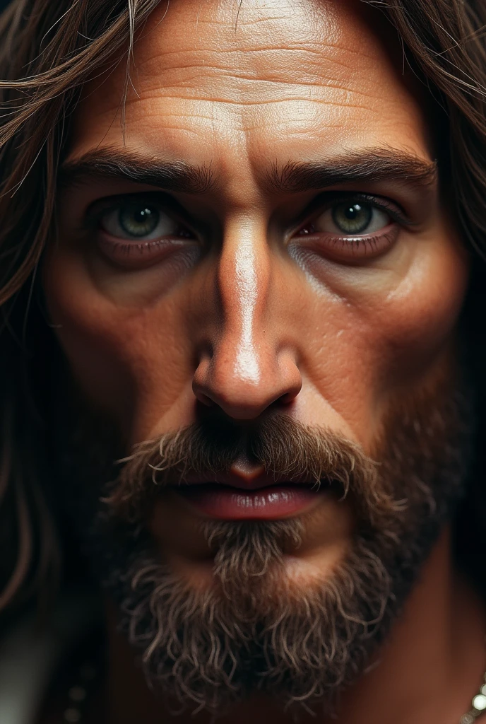 Hyperrealistic HD image of the true face of Jesus