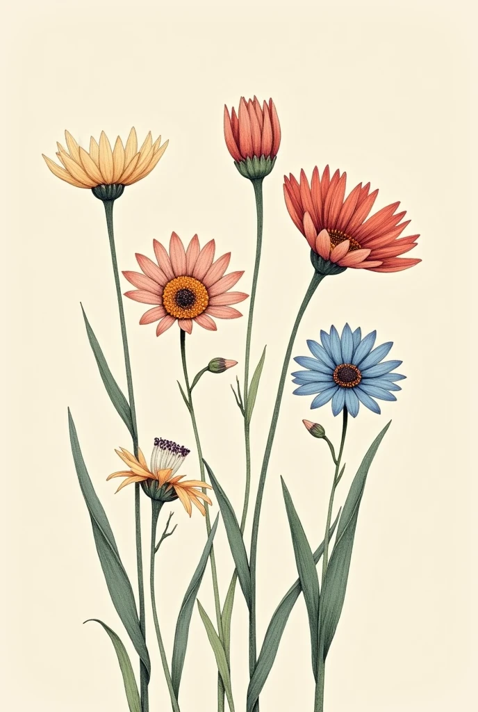 
a cover with several flowers drawn together