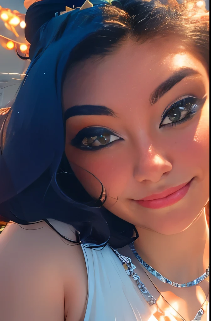 Superb Quality, Masterpiece, High Resolution, 1Girl, Blush, (Seductive Smile: 0.8), Star Pupil, Hair Accessories, Necklace, Jewelry, Beauty, on_body, Tyndall Effect, Realism, Lotus Pond, Light Edge, Two-tone Lighting, (High Detail Skin: 1.2), 8K UHD, DSLR, Soft Light, High Quality, Volume Lighting, Candid Photo, High Resolution, 4K, 8K, Background Bokeh