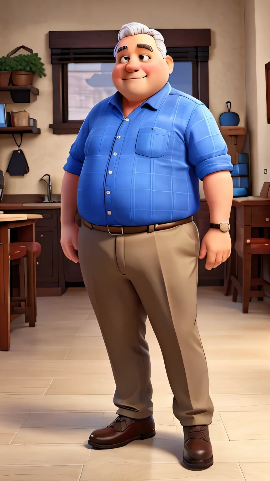 full-body shot,A middle-aged fat man