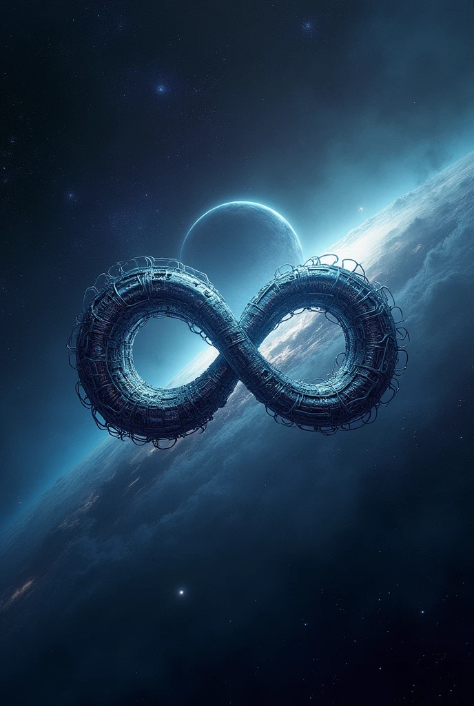 Infinite symbol, ultra realistic, space, alien