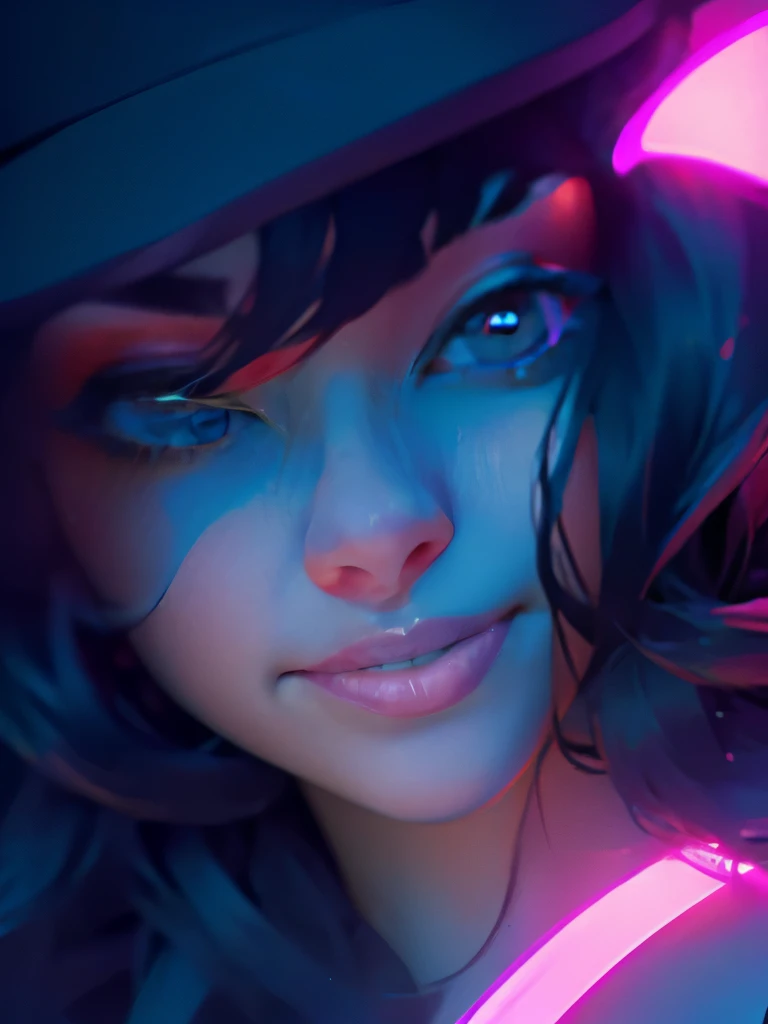 fashion portrait color photograph, woman, neon lights