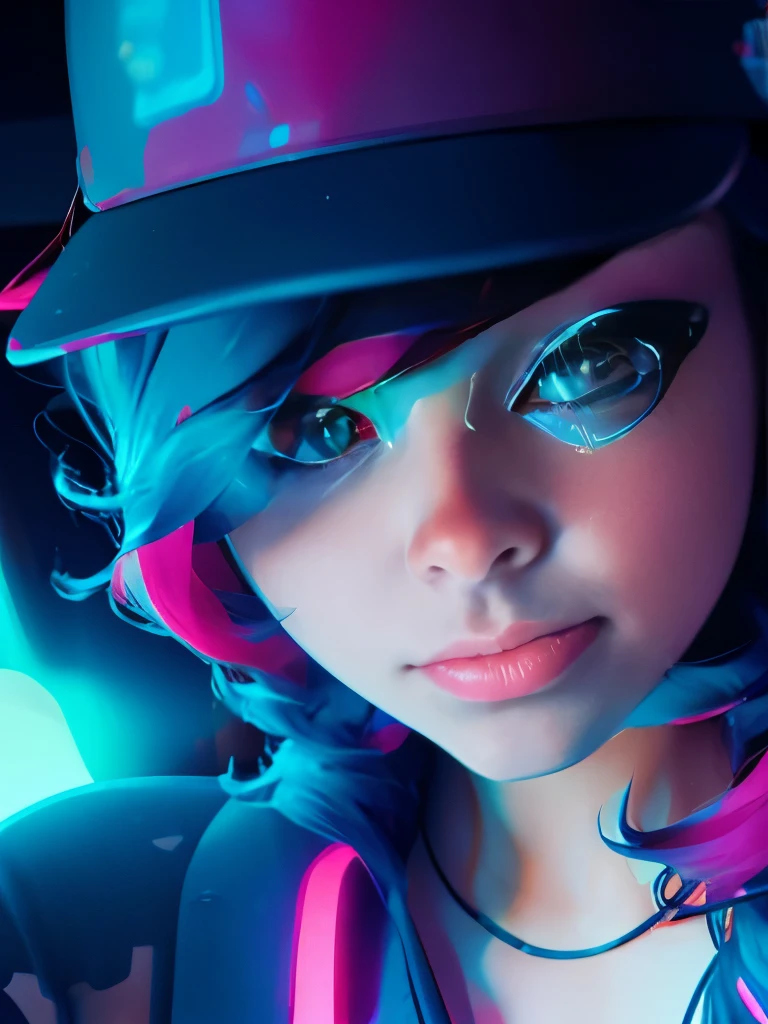 fashion portrait color photograph, woman, neon lights