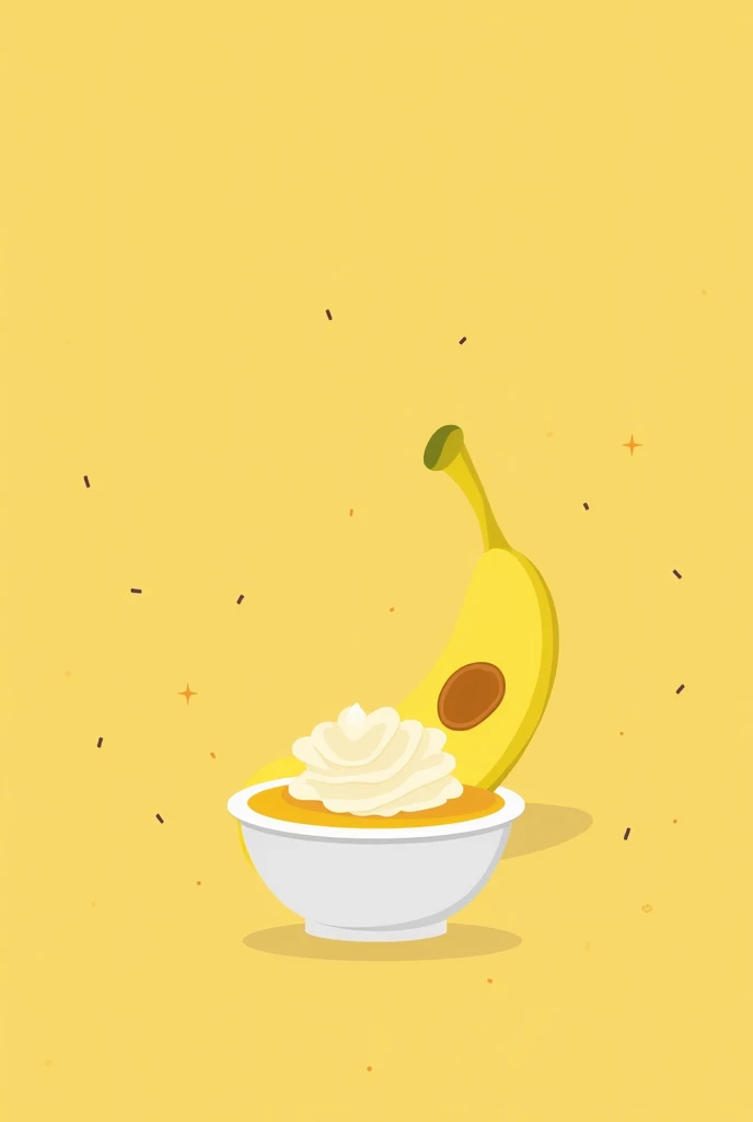 Flat design banana dessert。Colorful backgrounds。Size１６：１０in。