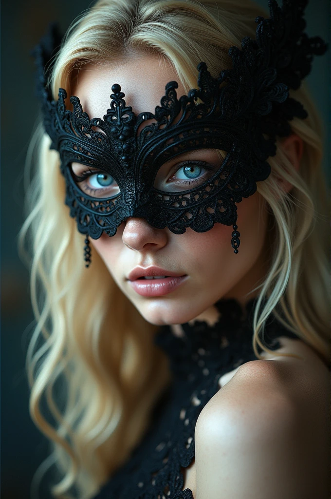 Image of a mysterious blonde woman with a mask