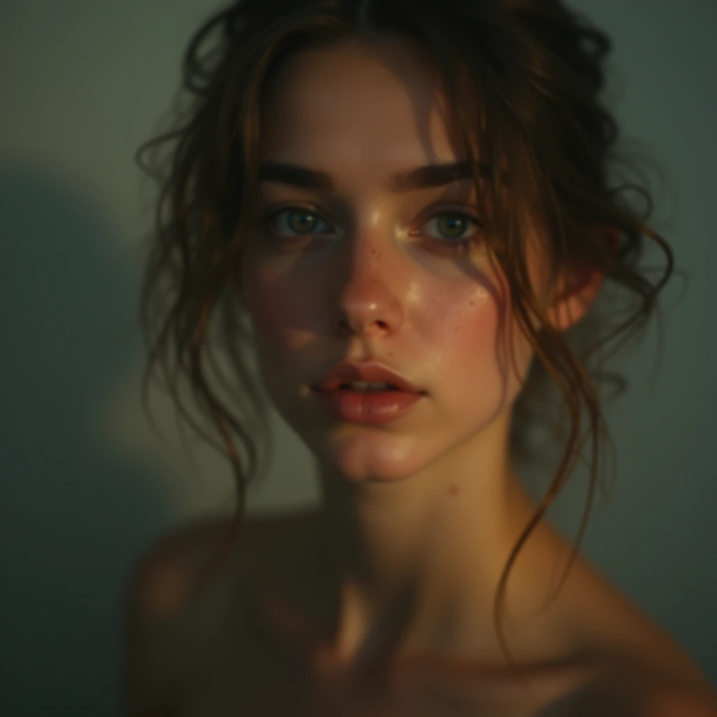 I am the blurred lines of her and of her different faces that exist above her of her different lives only a blurred figure of her naked body is seen and the expression of her face that sees the pain with that light of nostalgia and shadows with volumes , It is hope come true, her entire body is seen in blur, the message I want to convey is that there is tranquility for her. , 24k artwork uses volume in shadows uses the rules of composition uses the rules of cinema uses its colors rule of thirds and all the rules of photography uses the compositions of cinema shadows with volume and uses the latest image creation techniques photoshop rendering