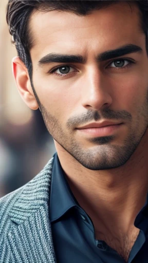 A handsome Italian man focus on the face