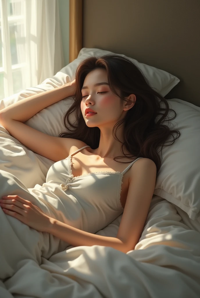 A laying onbed girl

