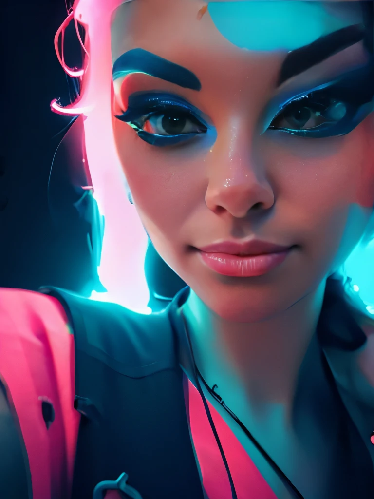 fashion portrait color photograph, woman, neon lights
