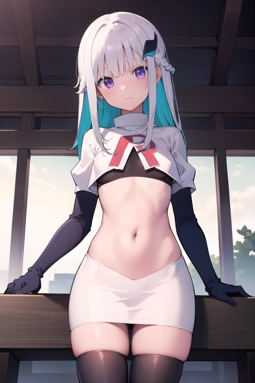 Masterpiece, Best quality,Cute and delicate face,Cinematic light,((1 mechanical girl)),full bodyesbian,wearing only his underwear,Detailed underwear,raise leg,opening legs,standing on your feet,Protruding nipples,Super boob detail,Super belly detail,White color hair,red color eyes,(have to pee)