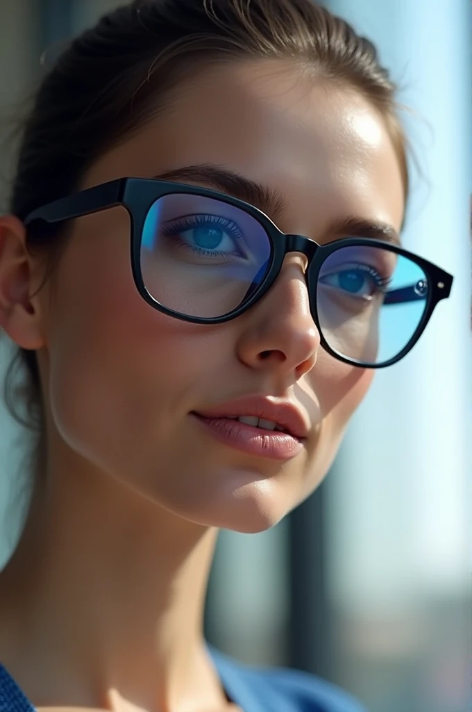 Create a picture of blue light blocking glasses which blocks only 10% of the blue light.