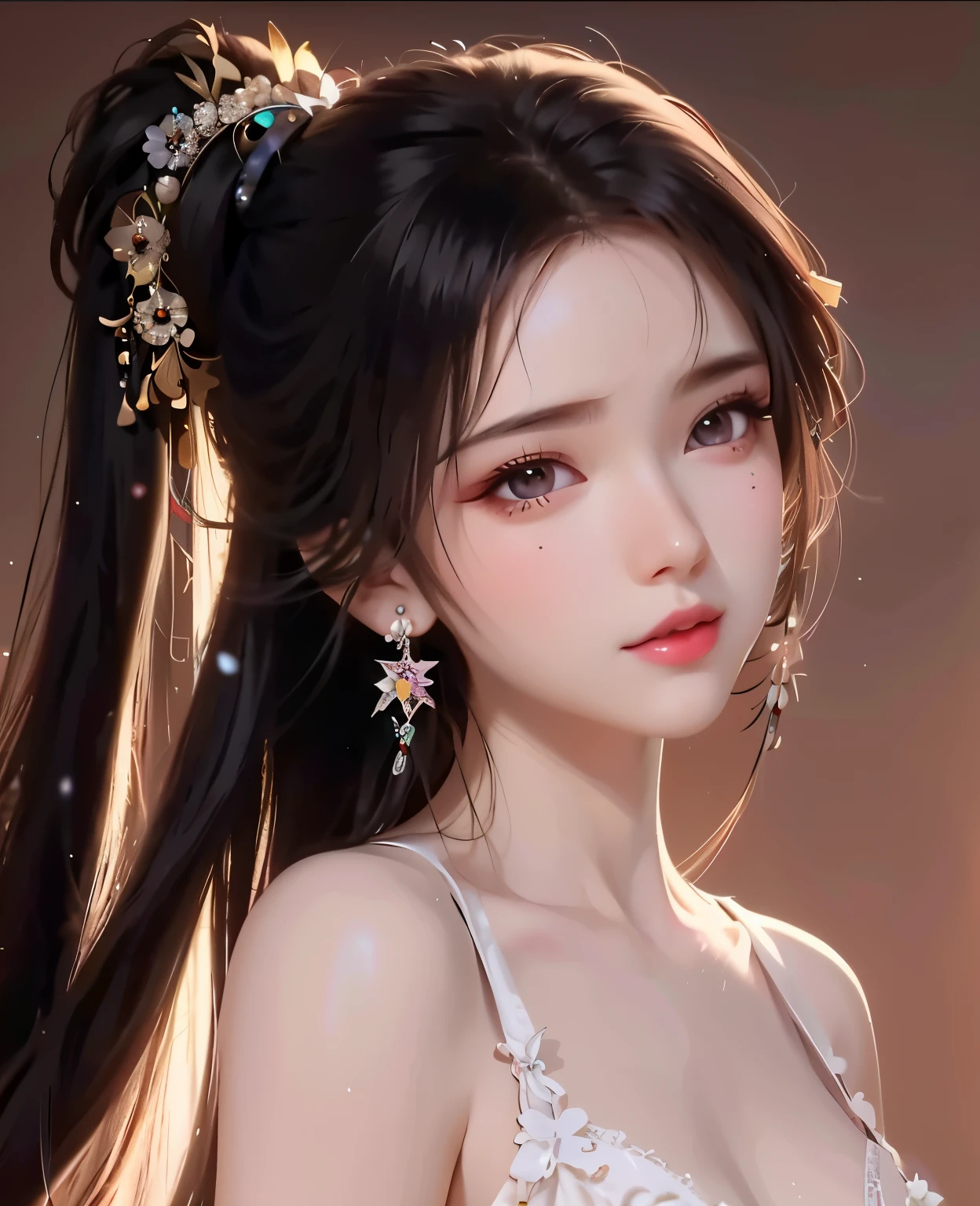 Close up of a woman with long hair wearing a white dress, Goobiz, anime girl with long hair, Goobiz-style artwork, beautiful anime girl, beautiful character drawings, beautiful animated portraits, With long hair and sharp eyes, beautiful animation style, Cool anime face portrait, beautiful anime girl, chinese girl, by 양J, The maximum of young anime girls