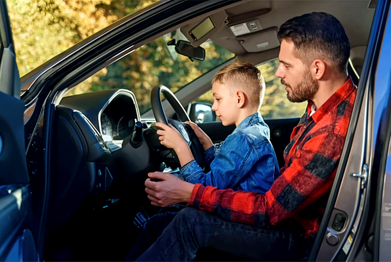 A boys in car