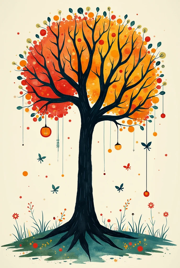 Henry matisse-esque childish eccentric Hanging tree illustration