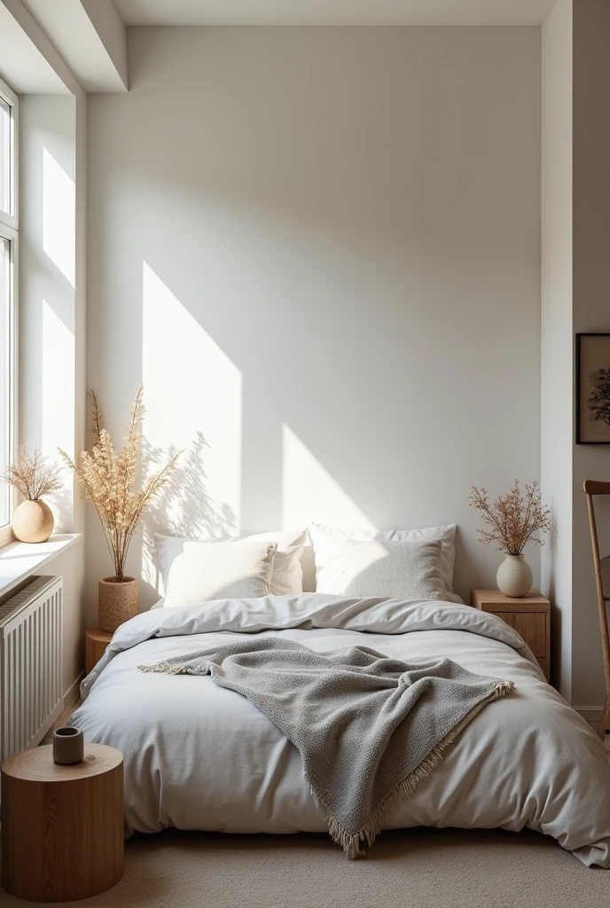Decor a simple gray and white 9m2 bedroom