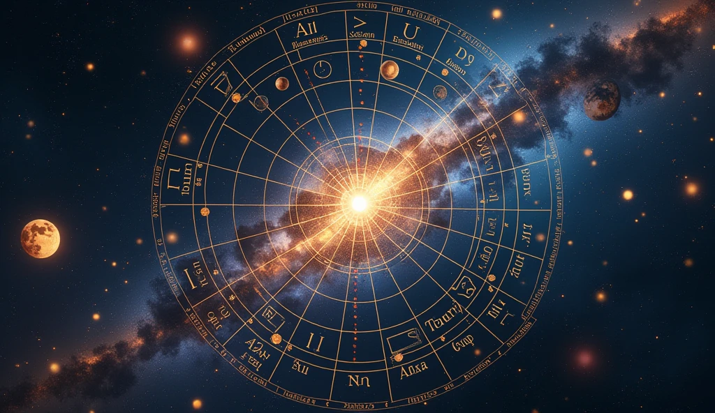 A visually striking image of a birth chart with interconnected lines linking planets, signs, and houses. The atmosphere is one of revelation and clarity, showing how different elements come together. -ar 16:9