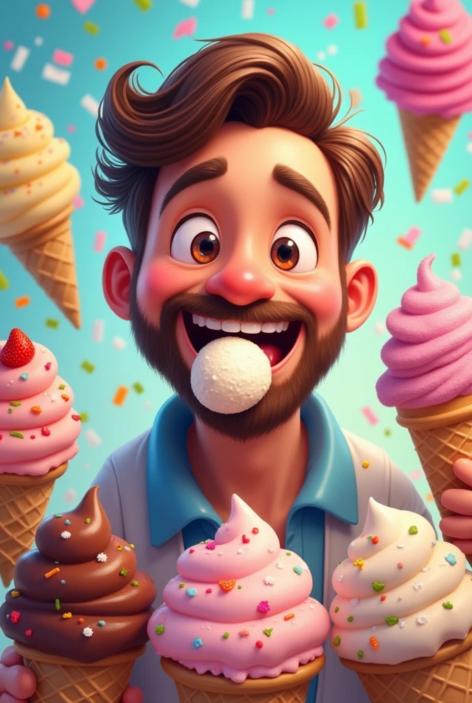 Various types of ice creams.
Logo
Man tastes ice cream