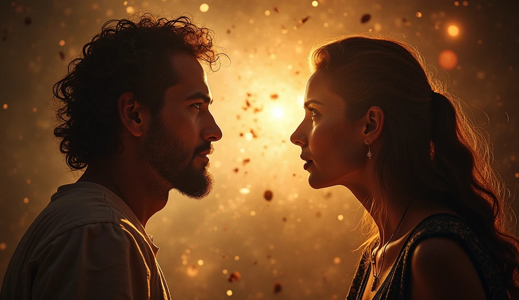 A dramatic before-and-after scene showing a person before discovering their birth chart and after, with a sense of enlightenment and transformation. The background highlights the contrast between ignorance and knowledge. -ar 16:9