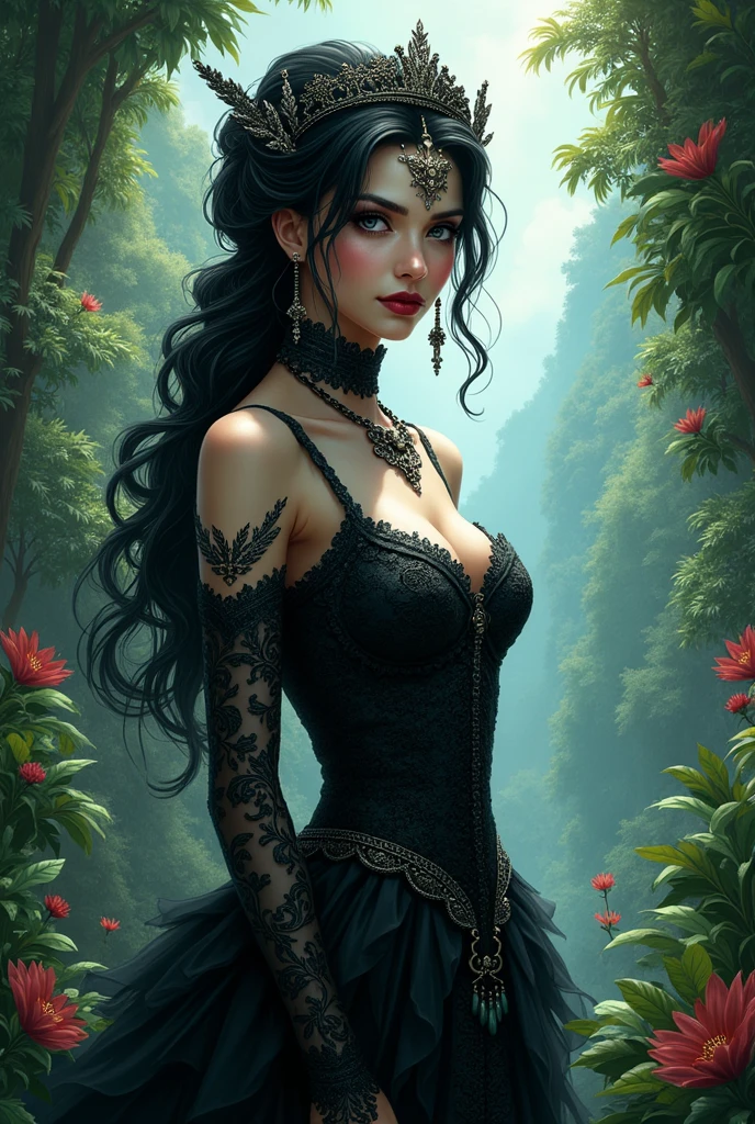 Lisa Frank Art Color, Full Body, Small Breasts, Perfect Buttocks, Beautiful Woman, Multicolored Long Hair, Multicolored Aurora, Art Face by Tom Bagshaw, Emile Vernon Style, Full Body Dynamic Motion Pose, Beautiful Woman with Long Hair, Jewelry gold, oil painting, fantasy, intricate, stunning highly detailed girl by Artgerm and Edouard Bisson, beautiful elegant, fantasy, flowers, forest, Highly Detailed, Digital Airbrush, photorealistic, Octane Rendering, black hair, black lips, gothic, rapunzel hair long, long golden and black hair, long golden and black hair, Digital Painting, soft skin wide eyes watercolor, style, sketch, Watercolor paiting, Watercolorist, Portrait of a beautiful girl with long curly hair, Vintage cartoon, GHIBLI , Artgerm, WLOP , Alphonse Mucha Intricately detailed hyper-detailed dynamic lighting Splash art trend in triadic colors Artstation Volumetric lighting Unreal Engine 5, See-through clothing, slight smile,, legs spread, View of pubic hair, 1 sexy girl in see-through forest clothing, breasts exposed, Open transparent T-shirt, Tattoos of mandalas and flowers, The best quality,