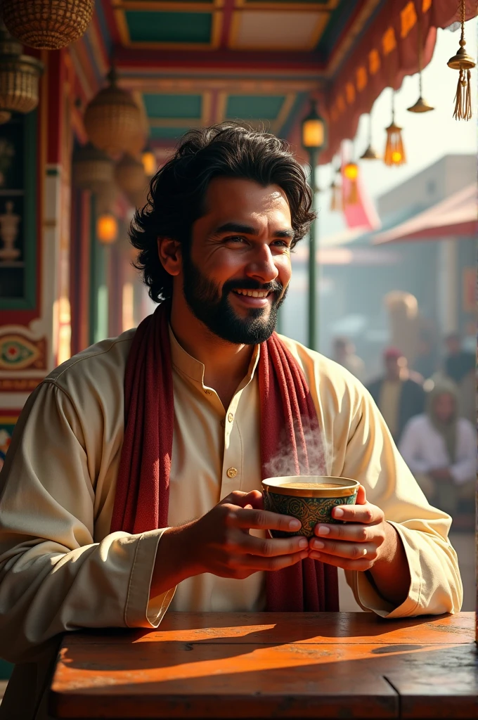 Drink chai Pakistani man