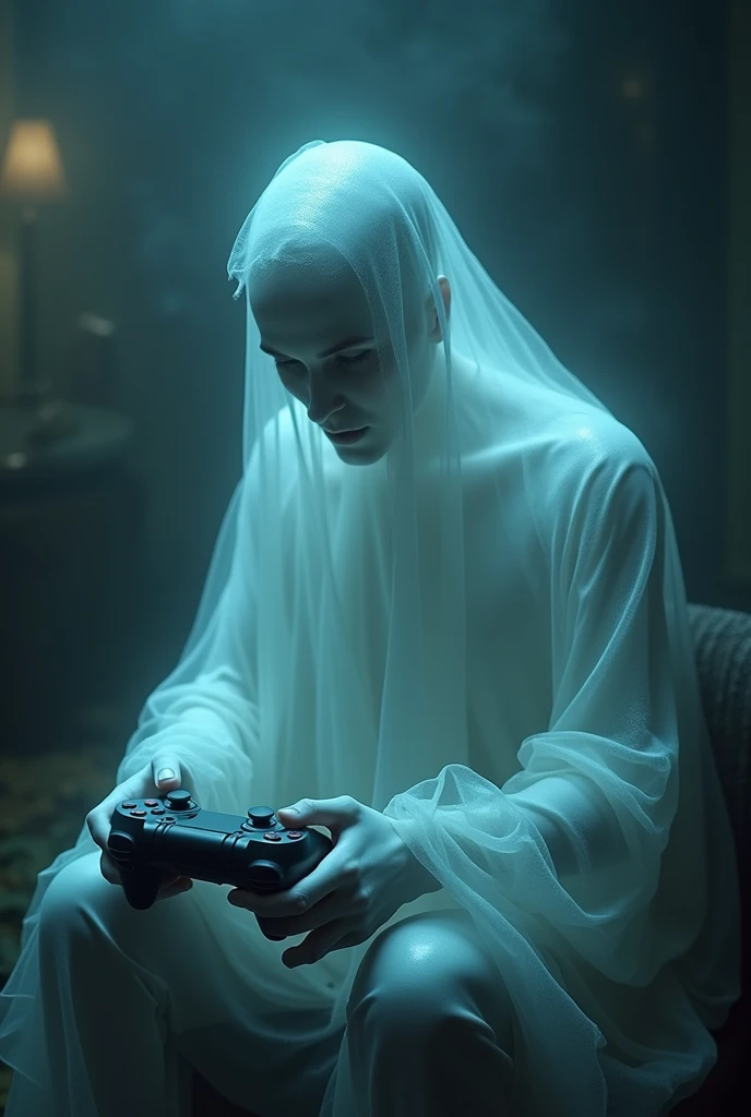 A striker of a ghost playing video games