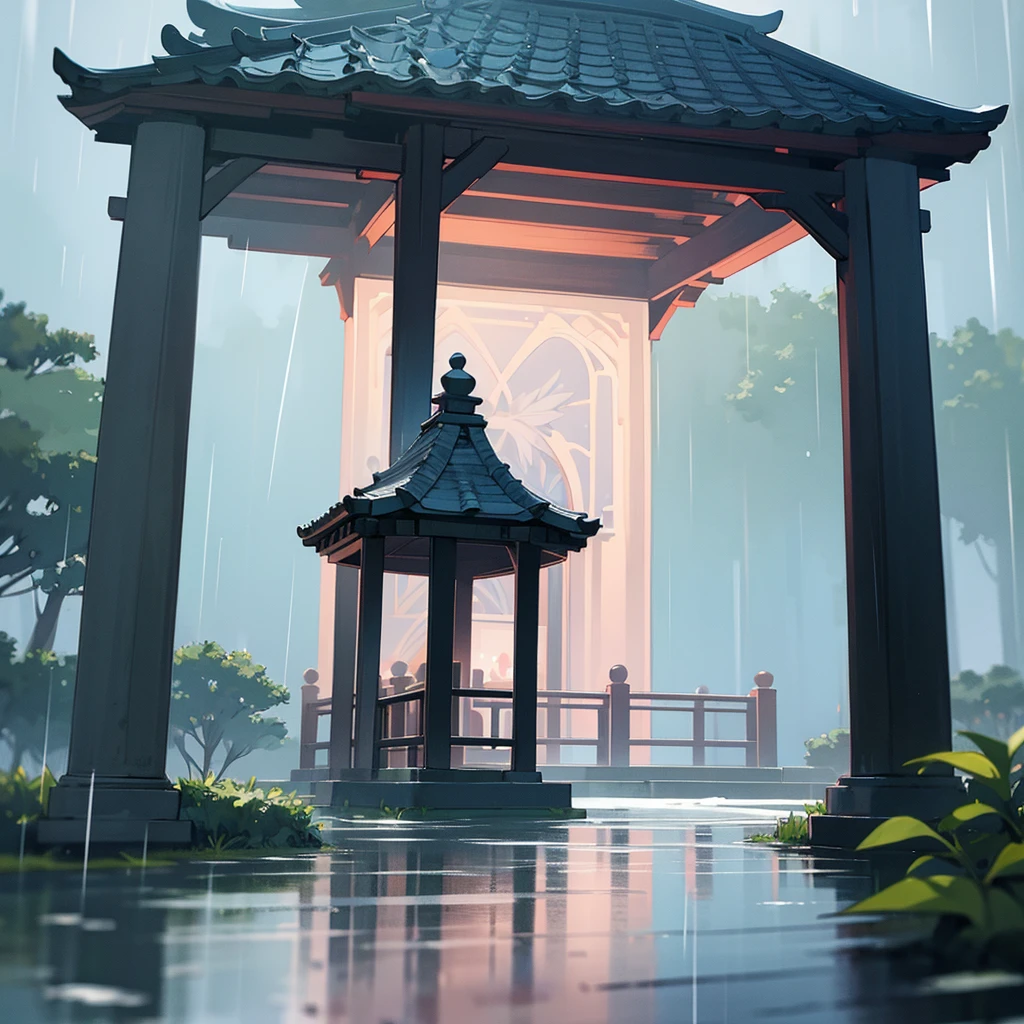 Rain and gazebo。