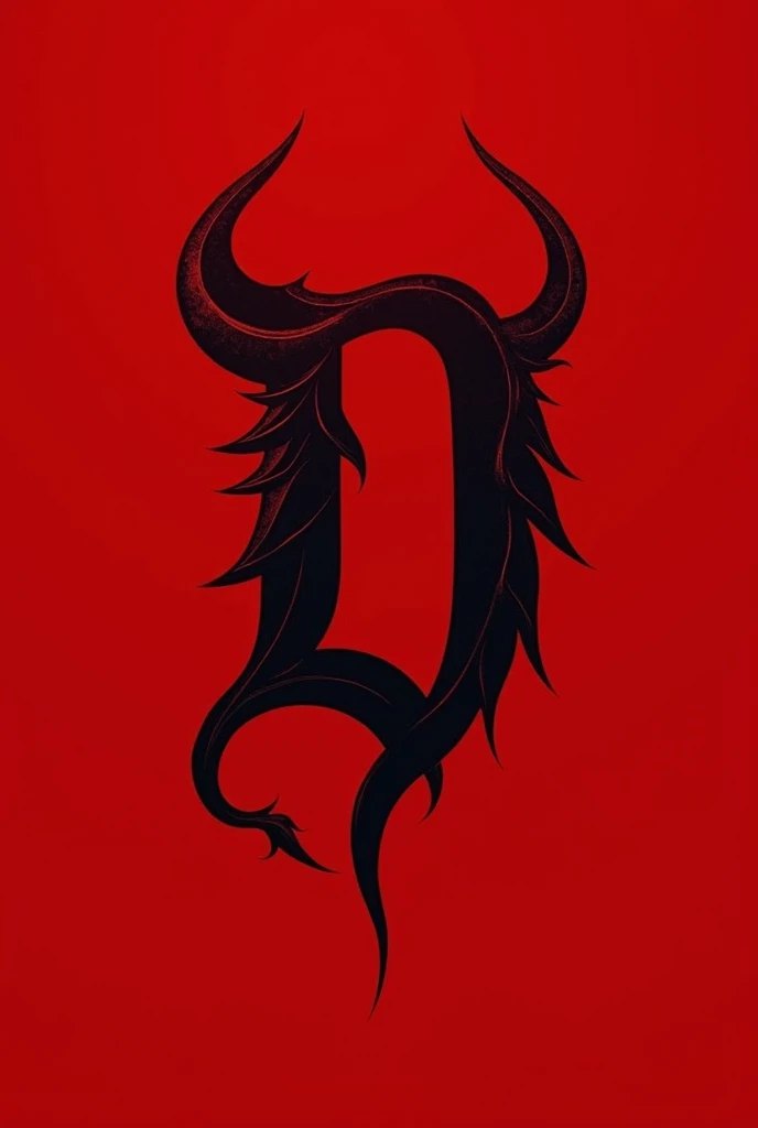 A logotipe of letter D, in red color, with demons horns and demon tail
