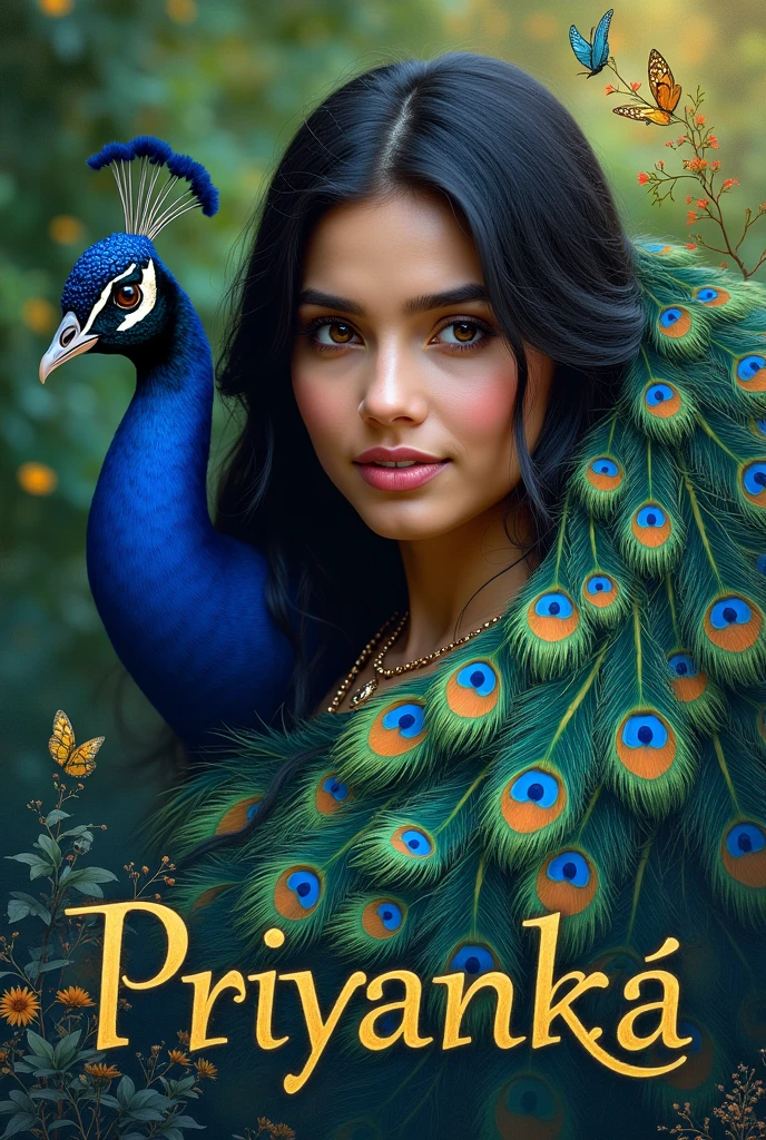 Priyanka name with peacock 