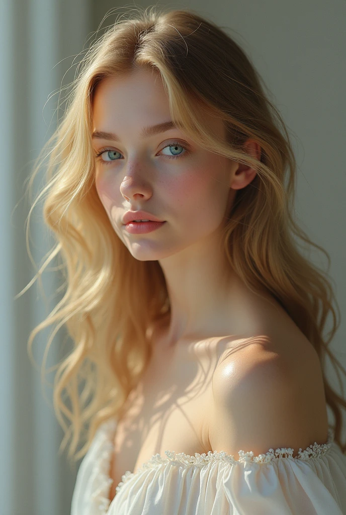 Pretty blonde girl with blue eyes