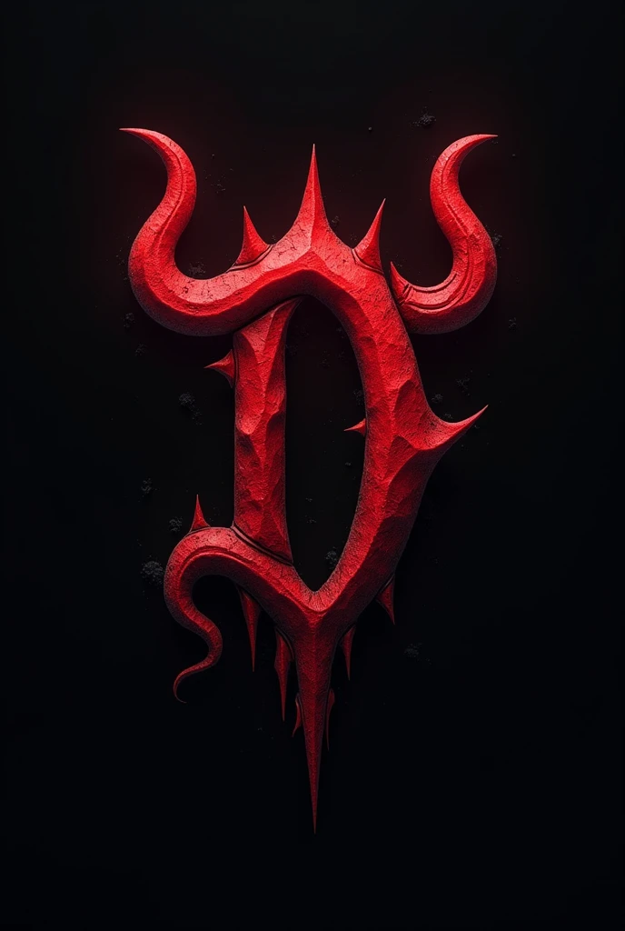 A red logotipe of letter D with demons horns and tail
