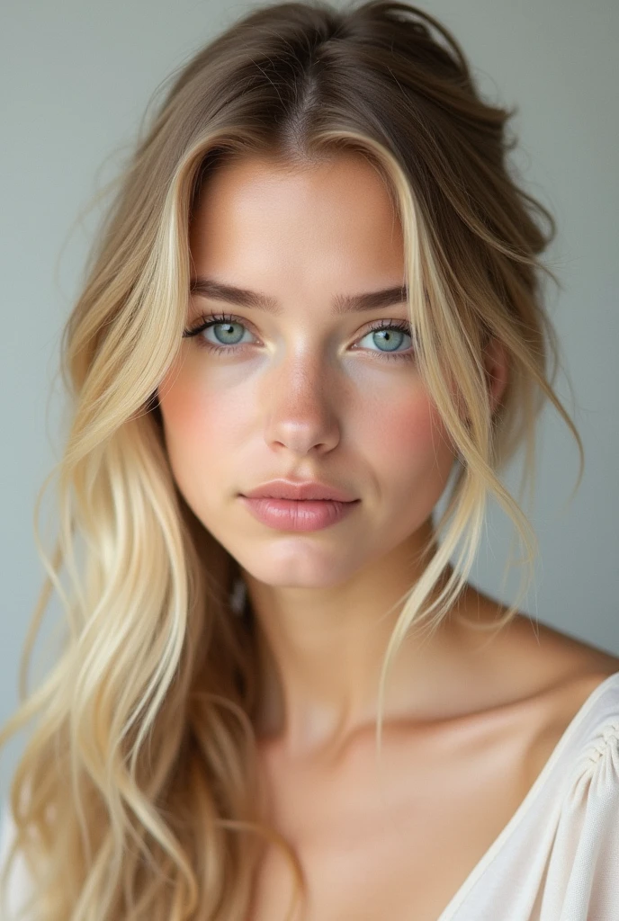 Pretty blonde girl with blue eyes
