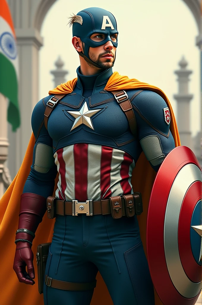 Captain America in indian flag colour clothes