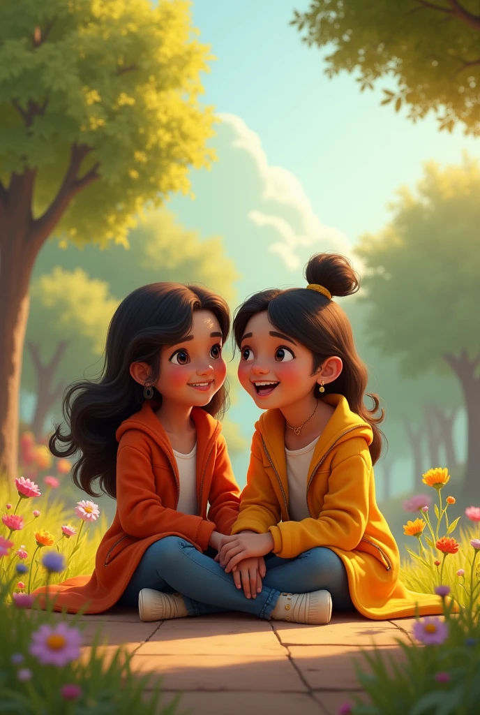 There is bestfriend park and one boy and one girl are sitting ang laughing each other in a beautiful bestfriend park and put the names in pitcher
The girl name is vidya and the boy name is chaitu
And the park name is bestfriend