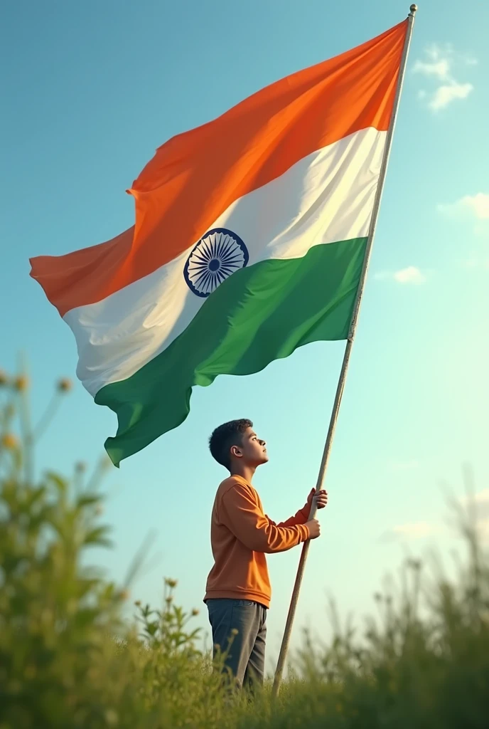 Flag hosting of Indian flag by a 17 year old boy 
