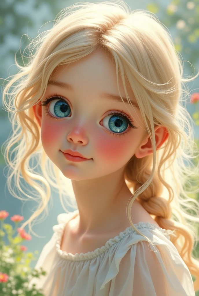 Pretty little blonde girl with blue eyes