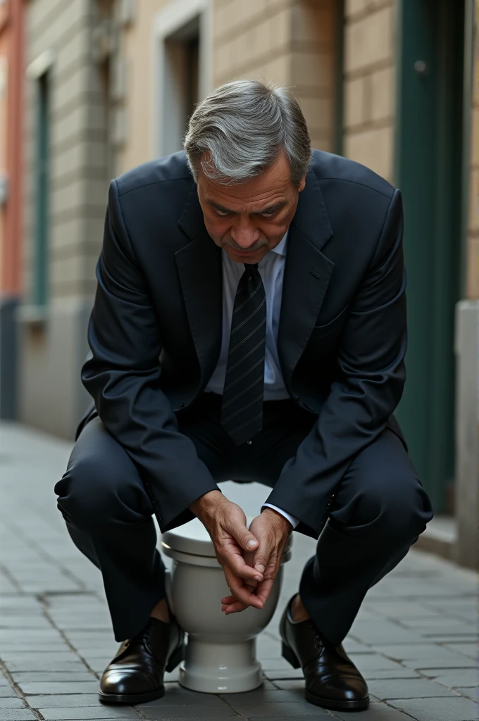 A suit man pee